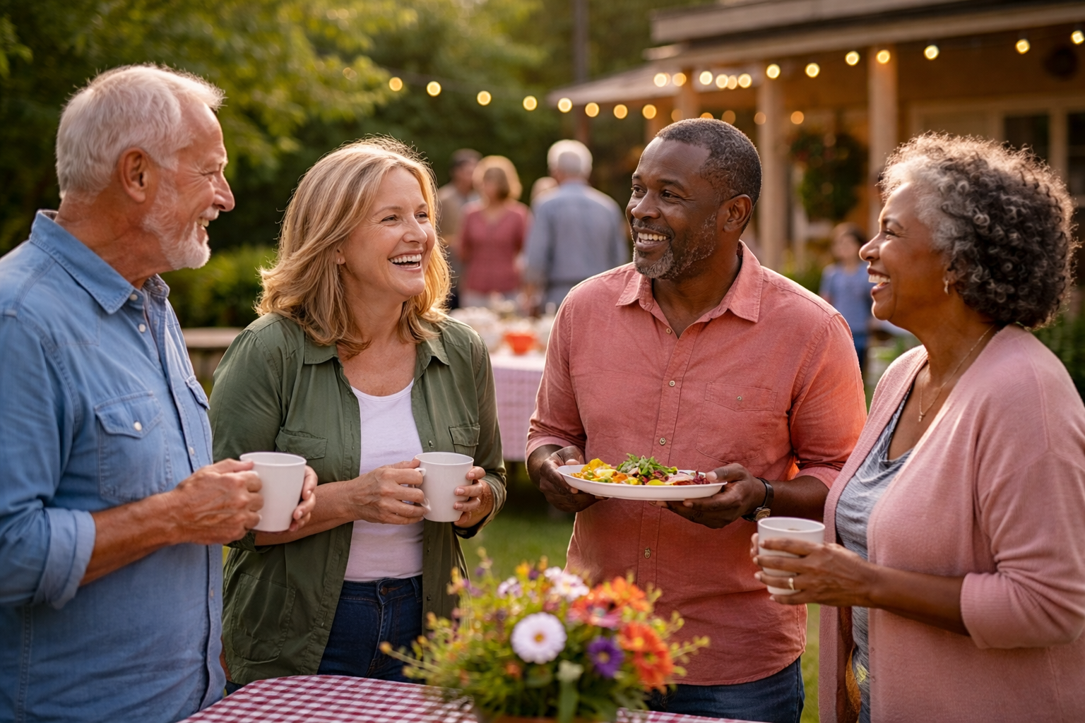 Community members gathering together at Camano Community Center