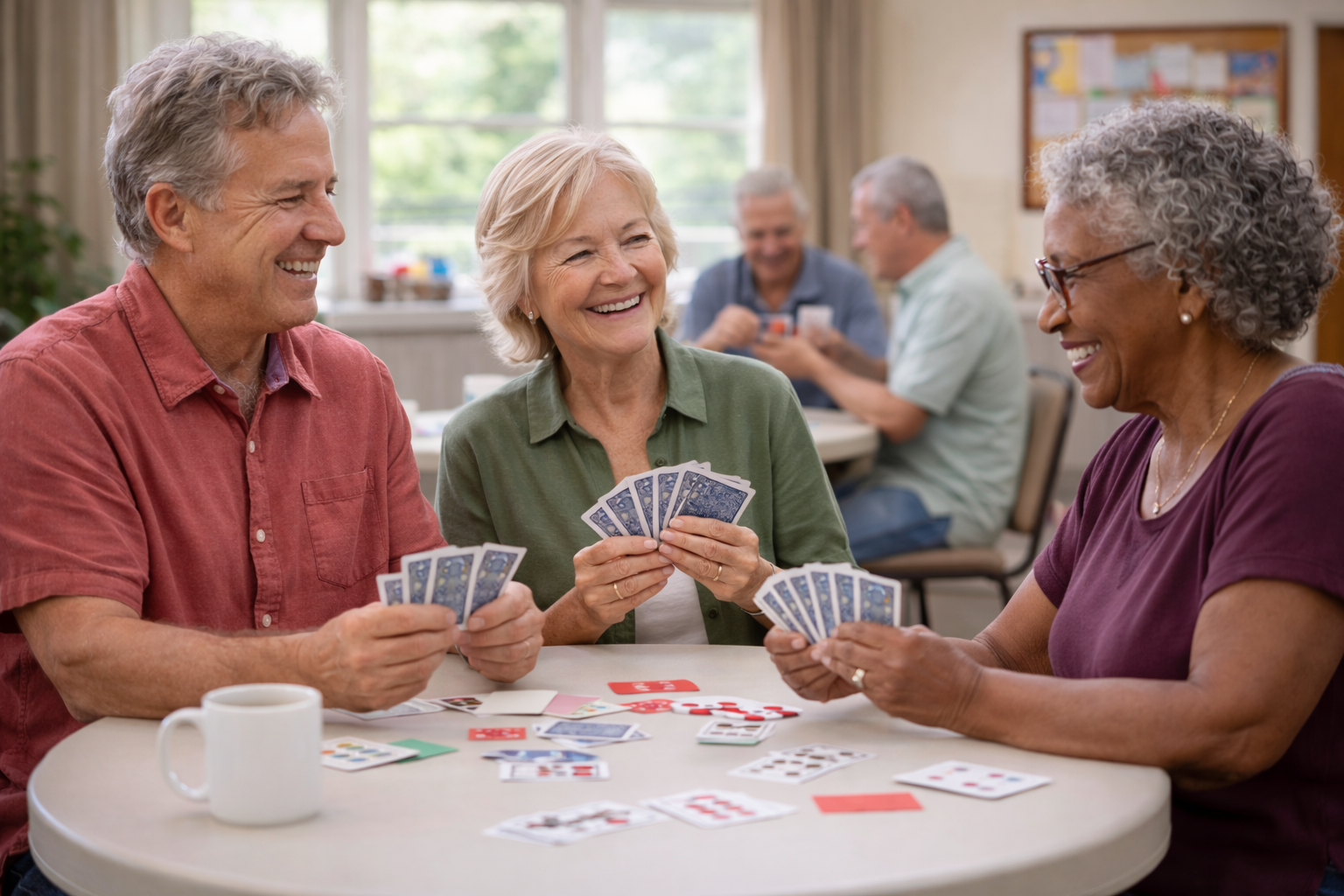 Older adults enjoying a group activity at the community center