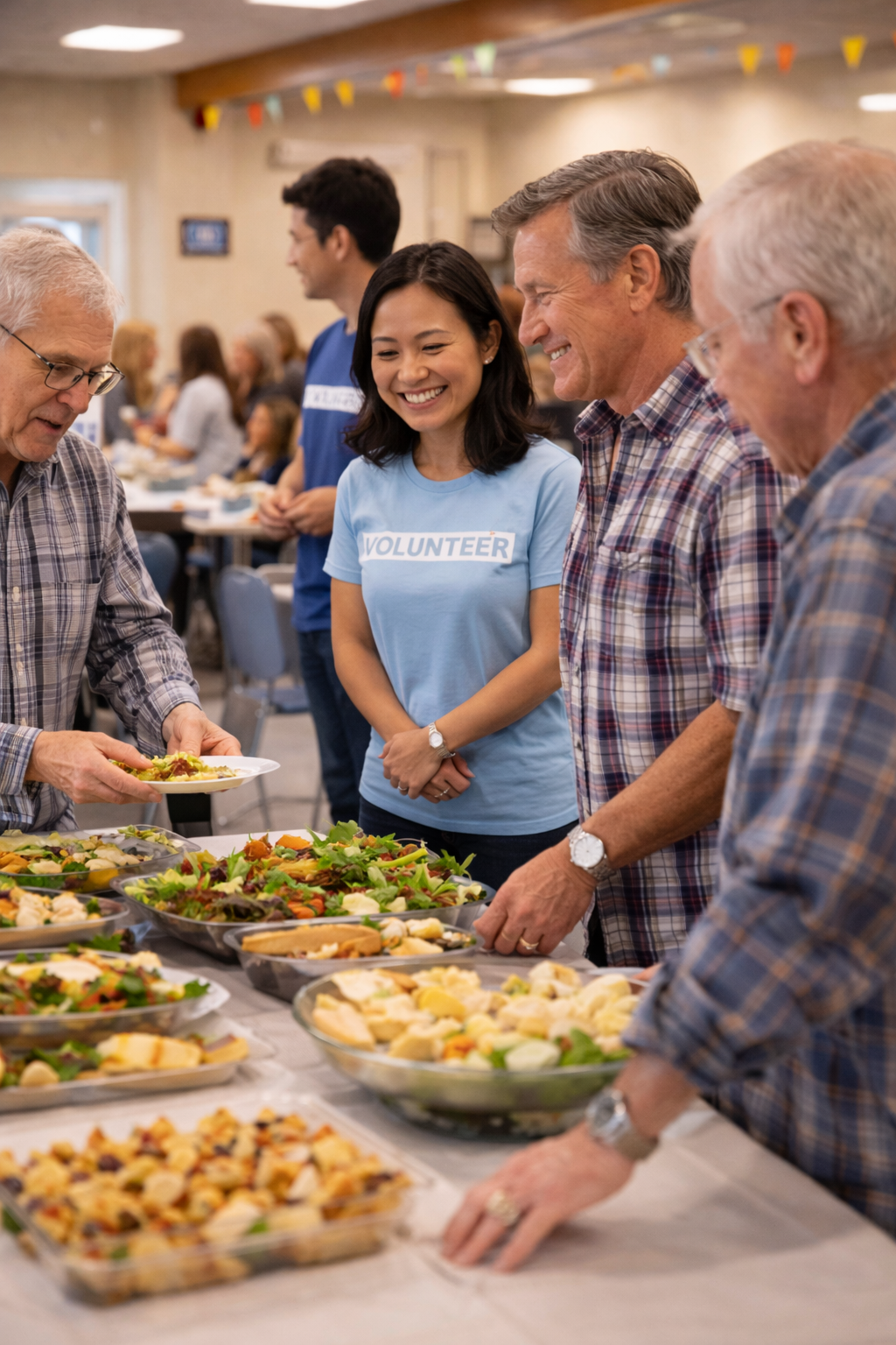 Community volunteers interacting with guests at a local event