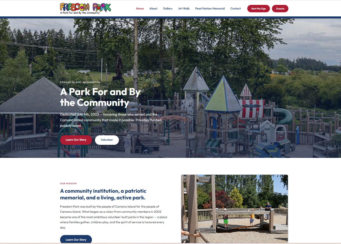 Screenshot of the Freedom Park Association homepage