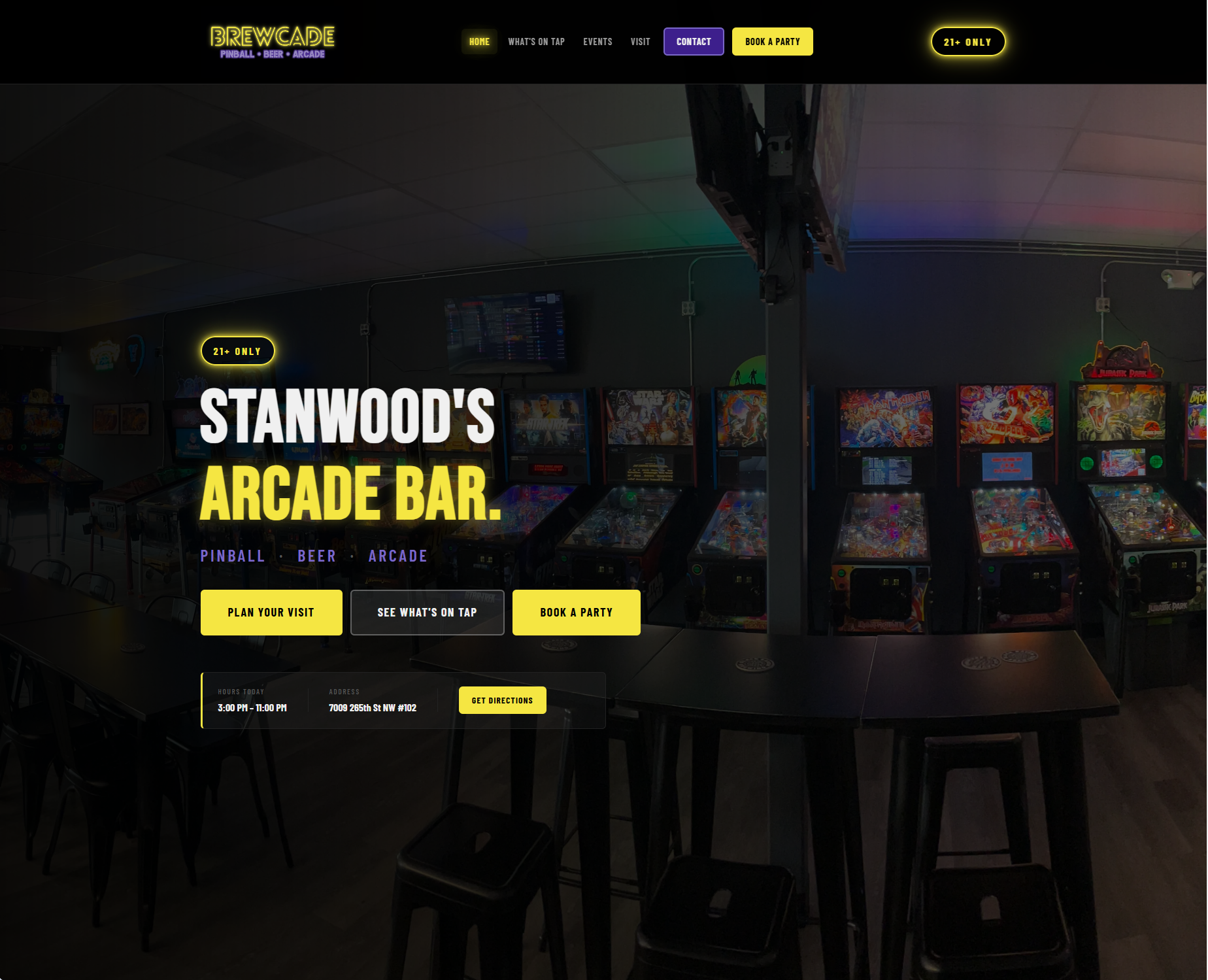 Screenshot of The Brewcade homepage